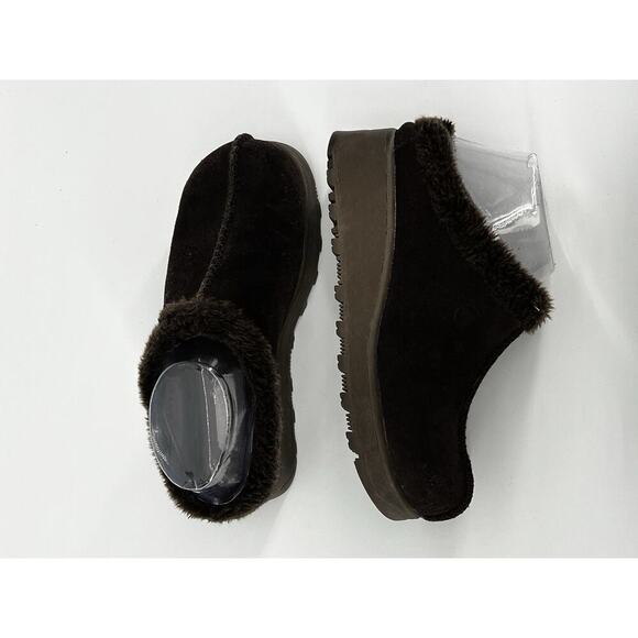 Airwalk Brown Suede Faux Fur Lined Slip-On Platform Clogs Women’s 5.5 - Picture 4 of 8
